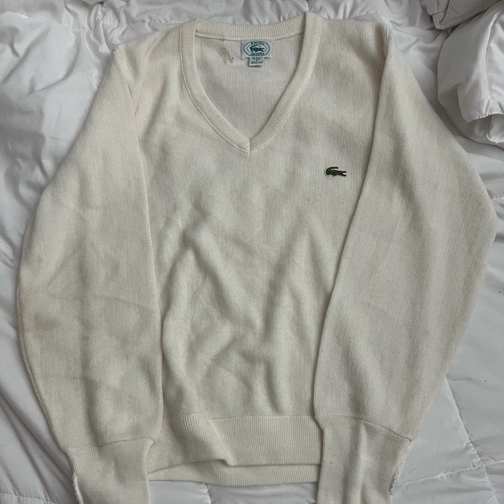 White Lacoste sweater
